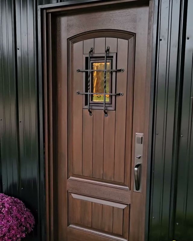 @savedbydesign.tn’s Solid 2 Panel Arch V Groove Fiberglass Door in Antique Pecan at their home