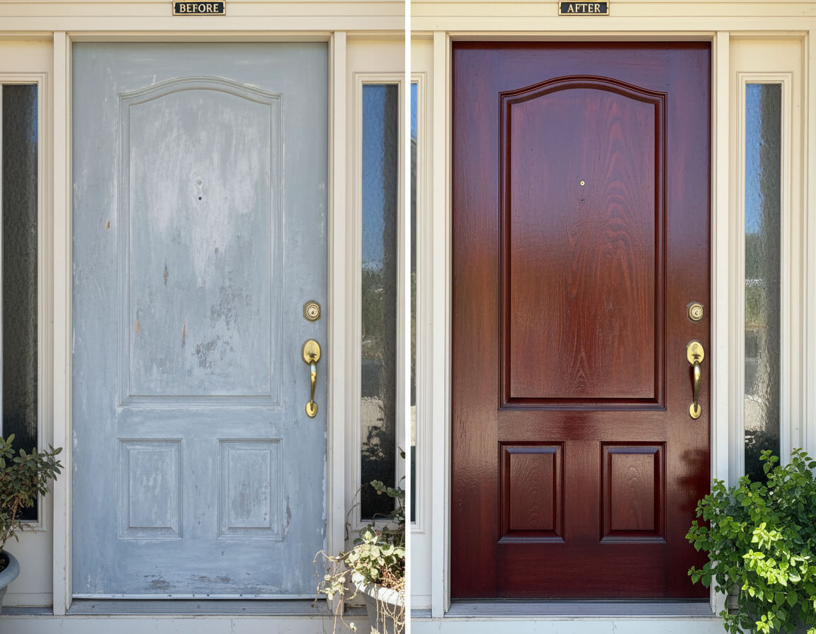 before and after fiberglass door
